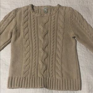 L.L. Bean Women's Tan Cable Knit Sweater